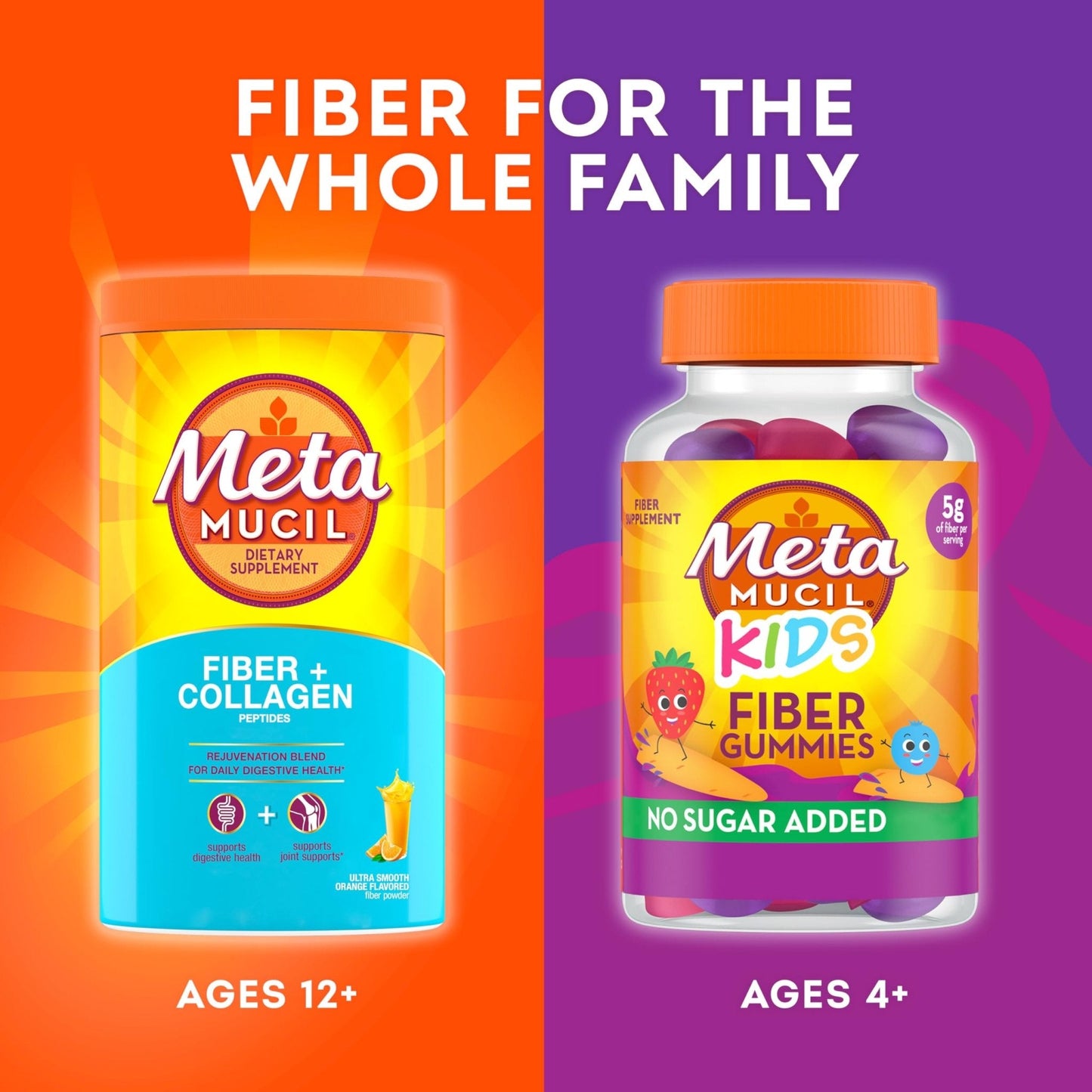 Metamucil Daily Fiber + Collagen, Psyllium Husk Powder, Plant Based Fiber Supplement, Sugar-Free with Stevia, 3-in-1 Fiber Supplement - PrimeBioHealth - canada supplements