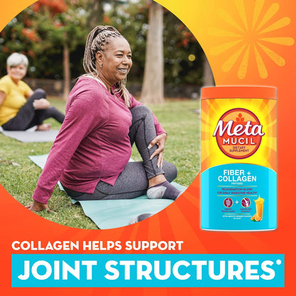 Metamucil Daily Fiber + Collagen, Psyllium Husk Powder, Plant Based Fiber Supplement, Sugar-Free with Stevia, 3-in-1 Fiber Supplement - PrimeBioHealth - canada supplements