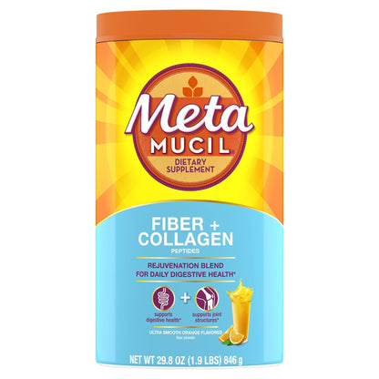 Metamucil Daily Fiber + Collagen, Psyllium Husk Powder, Plant Based Fiber Supplement, Sugar-Free with Stevia, 3-in-1 Fiber Supplement - PrimeBioHealth - canada supplements