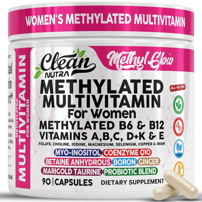 Methylated Multivitamin for Women Vitamins B6 Methyl B12 A B C D K E Folate Choline Omega 3 Thiamine Riboflavin Iron - PrimeBioHealth - canada supplements