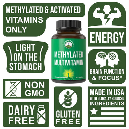 Methylated Multivitamin + Methylated B Complex Supplement. With Trimethylglycine (TMG), L Methylfolate, Methyl B12 + B1 + B2 + B6 Vitamins + Choline - PrimeBioHealth - canada supplements