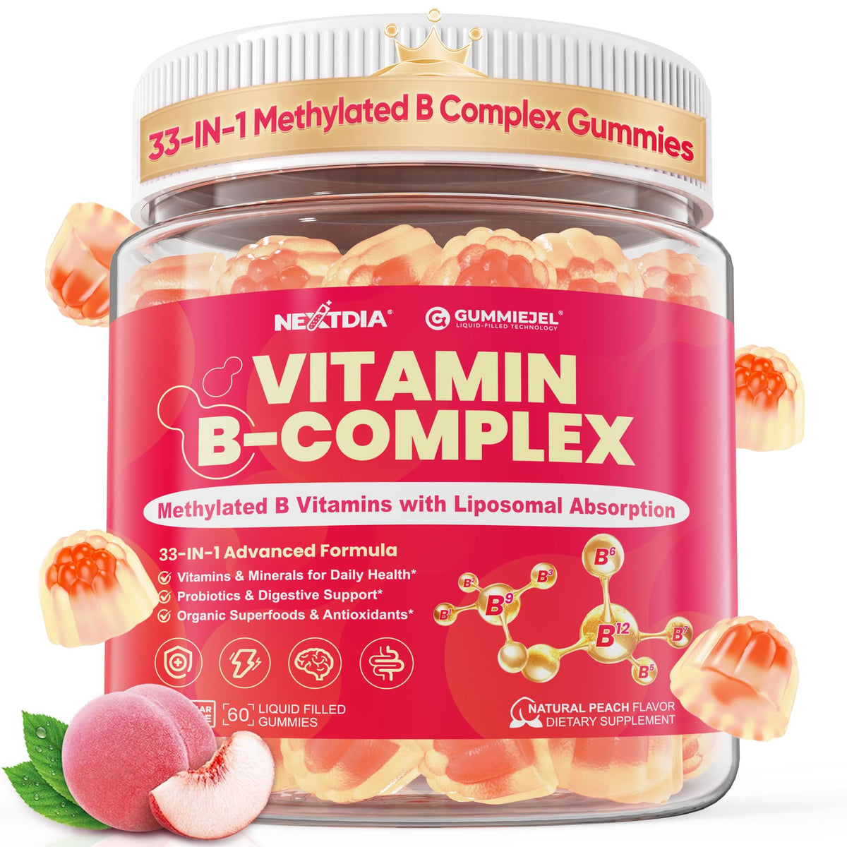 Methylated Vitamin B Complex Gummies for Women & Men, High Dose 2000 mcg Methyl B12, Liposomal Super All B Vitamins Methylfolate, B1, B2, B3, B5, B6, B7, Vitamin C, - PrimeBioHealth - canada supplements