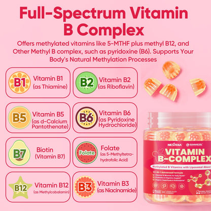 Methylated Vitamin B Complex Gummies for Women & Men, High Dose 2000 mcg Methyl B12, Liposomal Super All B Vitamins Methylfolate, B1, B2, B3, B5, B6, B7, Vitamin C, - PrimeBioHealth - canada supplements