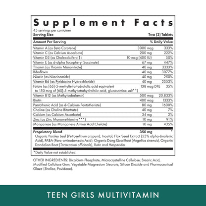 MICHAEL'S Health Naturopathic Programs Teen Girls Multivitamin - 90 Vegetarian Tablets - with B Complex Vitamins - PrimeBioHealth - canada supplements
