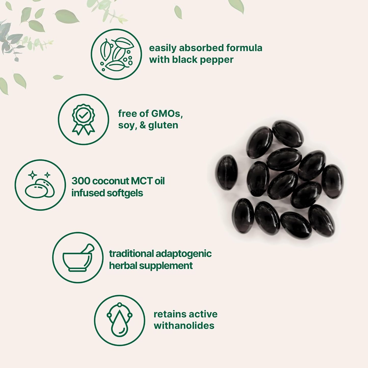 Micro Ingredients Ashwagandha Supplement with Black Pepper | 300 Coconut MCT Oil Softgels | High Potency Root Extract | Better Absorption | Non-GMO - PrimeBioHealth - canada supplements
