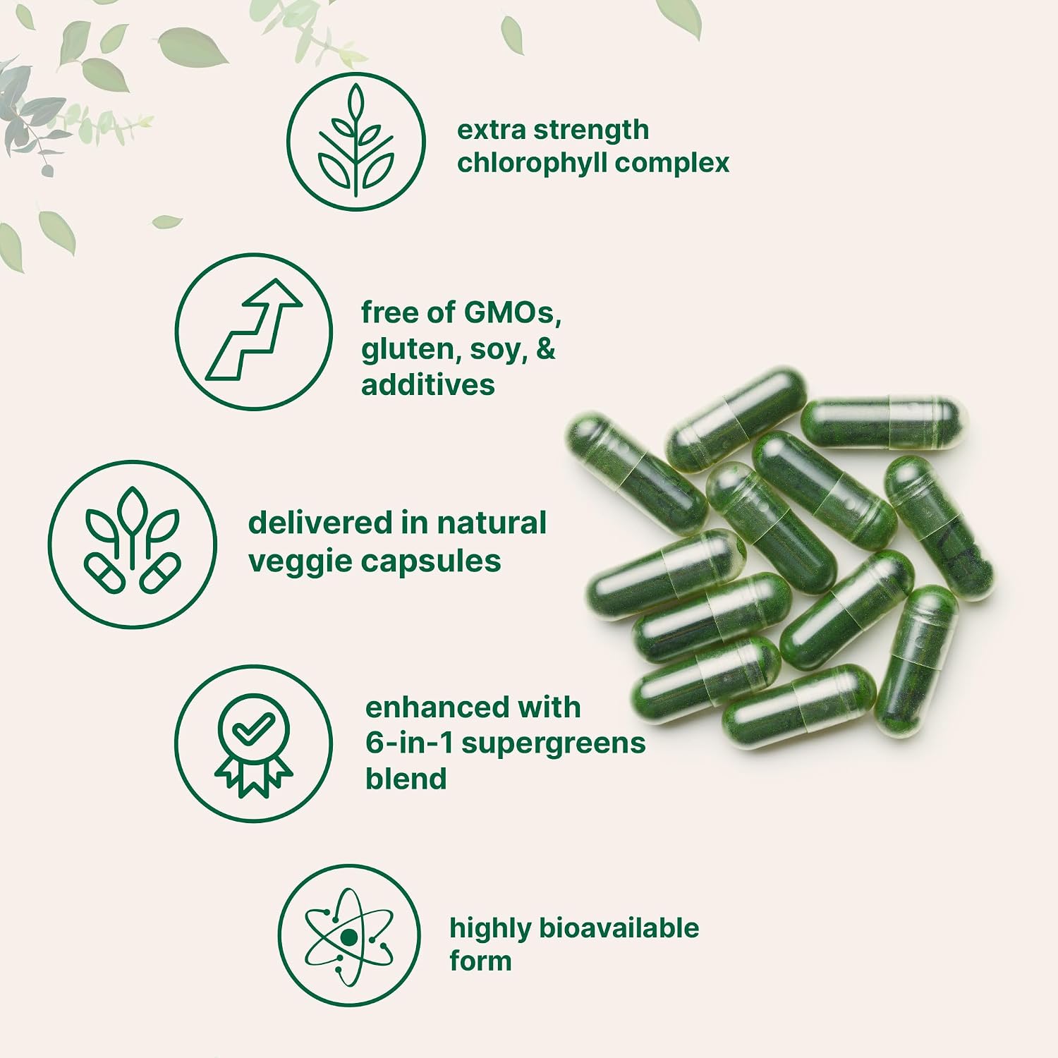 Micro Ingredients Chlorophyll Super Greens Complex | 240 Veggie Capsules with Parsley, Moringa, Spirulina, Chlorella, & More | Gluten-Free, No Additives - PrimeBioHealth - canada supplements