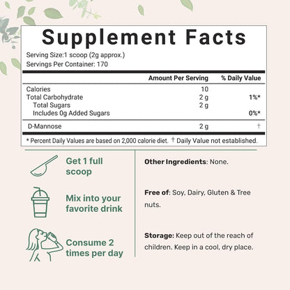 Micro Ingredients D Mannose Powder, Pure Mannose Supplement, Quick Water Soluble, Support Urinary Tract Cleanse & Bladder Health, Premium Mannose for Women and Men, Vegan Friendly. - PrimeBioHealth - canada supplements