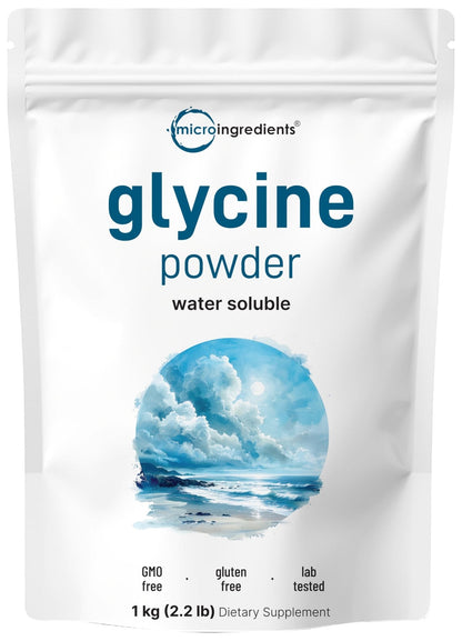 Micro Ingredients Glycine Powder, 1KG (2.2 Pounds), Glycine 1000mg Per Serving, Water Soluble and Products of USA - PrimeBioHealth - canada supplements