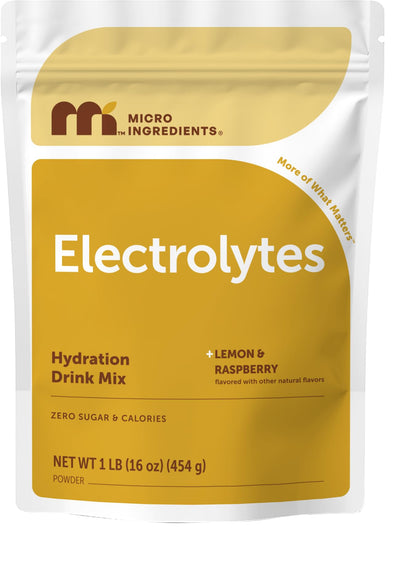 Micro Ingredients Hydration Electrolyte Powder, 1 lb (69 Servings) | Lemon Raspberry Flavor | High Potassium (1,000mg) + Coconut Water & Real Lemon Juice | No Sugar, Keto Friendly | Non-GMO - PrimeBioHealth - canada supplements