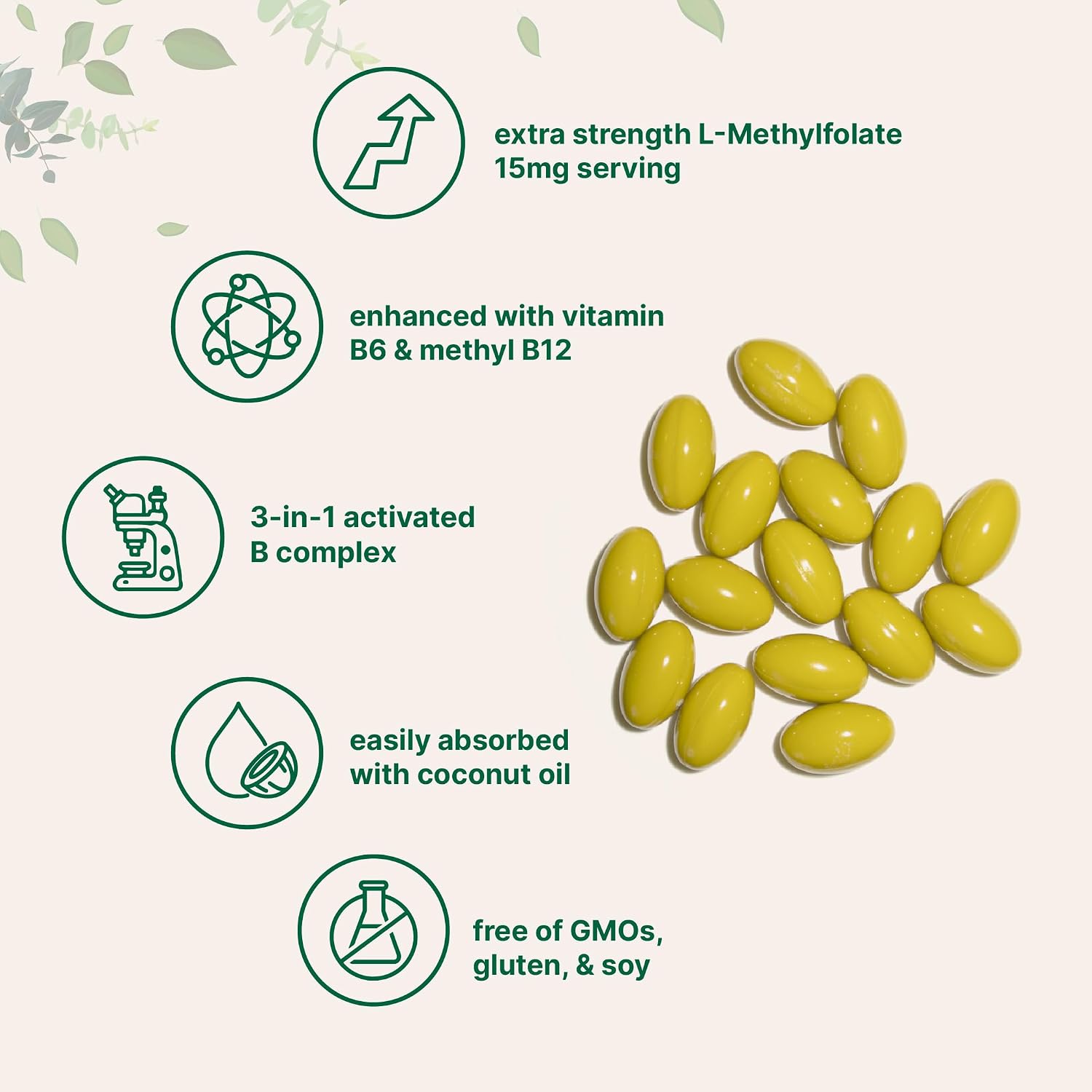 Micro Ingredients L Methylfolate 15mg, 240 Softgels | Active 5-MTHF with B6 & Methyl B12 | Methylated Vitamin B9 with Coconut Oil - PrimeBioHealth - canada supplements