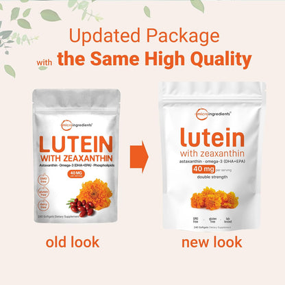 Micro Ingredients Lutein & Zeaxanthin 40mg Softgels, 240 Count, with Astaxanthin, Omega-3s, & Phospholipids | Eye + Vision Health Vitamins | Third Party Tested, Non-GMO, Gluten Free - PrimeBioHealth - canada supplements