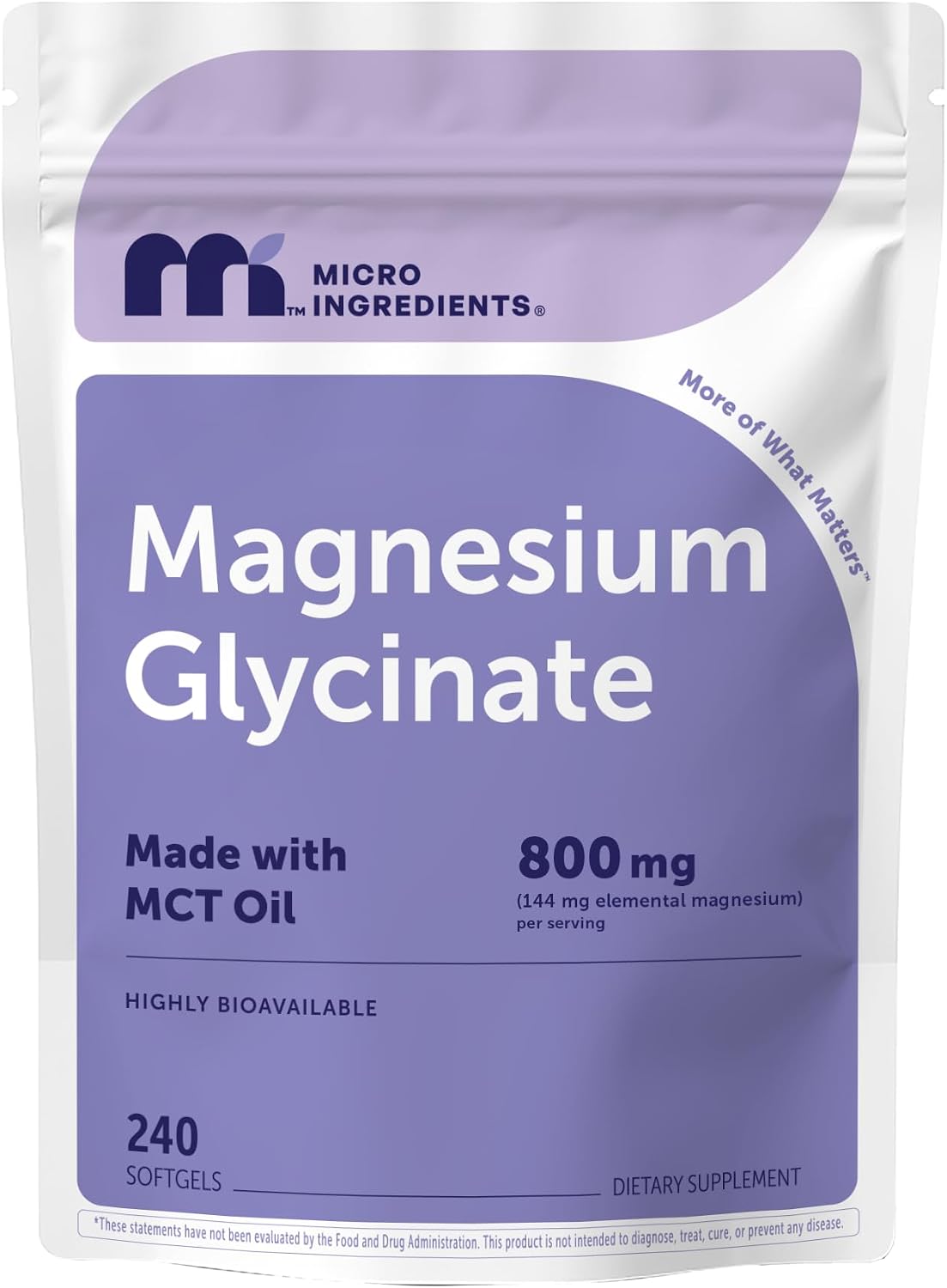 Micro Ingredients Magnesium Glycinate 800 mg Per Serving, 240 Softgels | Chelated Magnesium Supplement with MCT Oil | Non-GMO, Gluten Free, No Soy - PrimeBioHealth - canada supplements