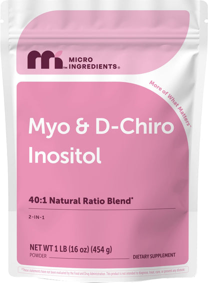 Micro Ingredients Myo-Inositol & D-Chiro Inositol Powder 1lb, 221 Servings | 40:1 Ideal Ratio Inositol Supplement for Women* | Support Hormonal Balance & Ovarian Health* | Non-GMO, Vegan, Filler-Free - PrimeBioHealth - canada supplements