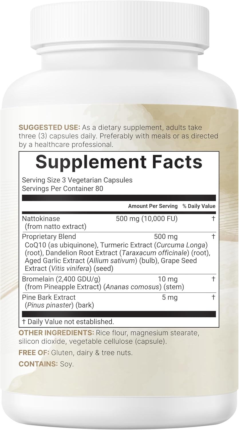 Micro Ingredients Nattokinase 10,000 FU Per Serving (Natural Natto Extract), 240 Vegetarian Capsules | with CoQ10, Turmeric, Aged Garlic & Pine Bark Extract | Non-GMO, Lab Tested, cGMP Manufactured - PrimeBioHealth - canada supplements