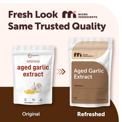 Micro Ingredients Odorless Garlic, 300 Softgels | 2 Years Aged Garlic Extract | Grown Allium Sativum Bulb | Natural Herbal Supplements | Non-GMO, Gluten Free - PrimeBioHealth - canada supplements