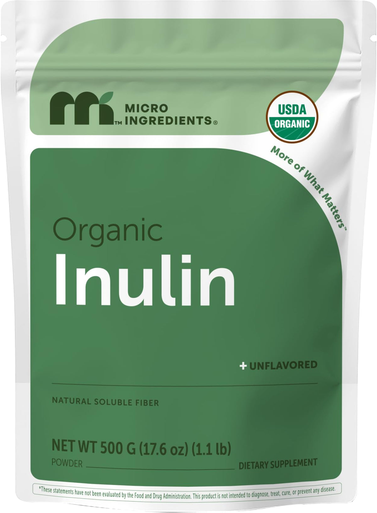 Micro Ingredients Organic Inulin FOS Fiber Powder, 2.2 lbs | Quick Water-Soluble Prebiotic | Natural Fiber for Smoothies & Drinks | Vegan Friendly, Dissolves Clear - PrimeBioHealth - canada supplements