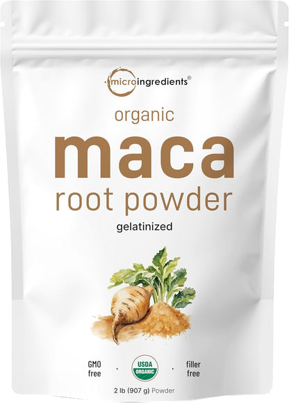 Micro Ingredients Organic Maca Root Powder, 2 Pound, Gelatinized for Better Absorption, Rich in Antioxidants, No GMOs, Vegan Friendly and Peru Origin - PrimeBioHealth - canada supplements