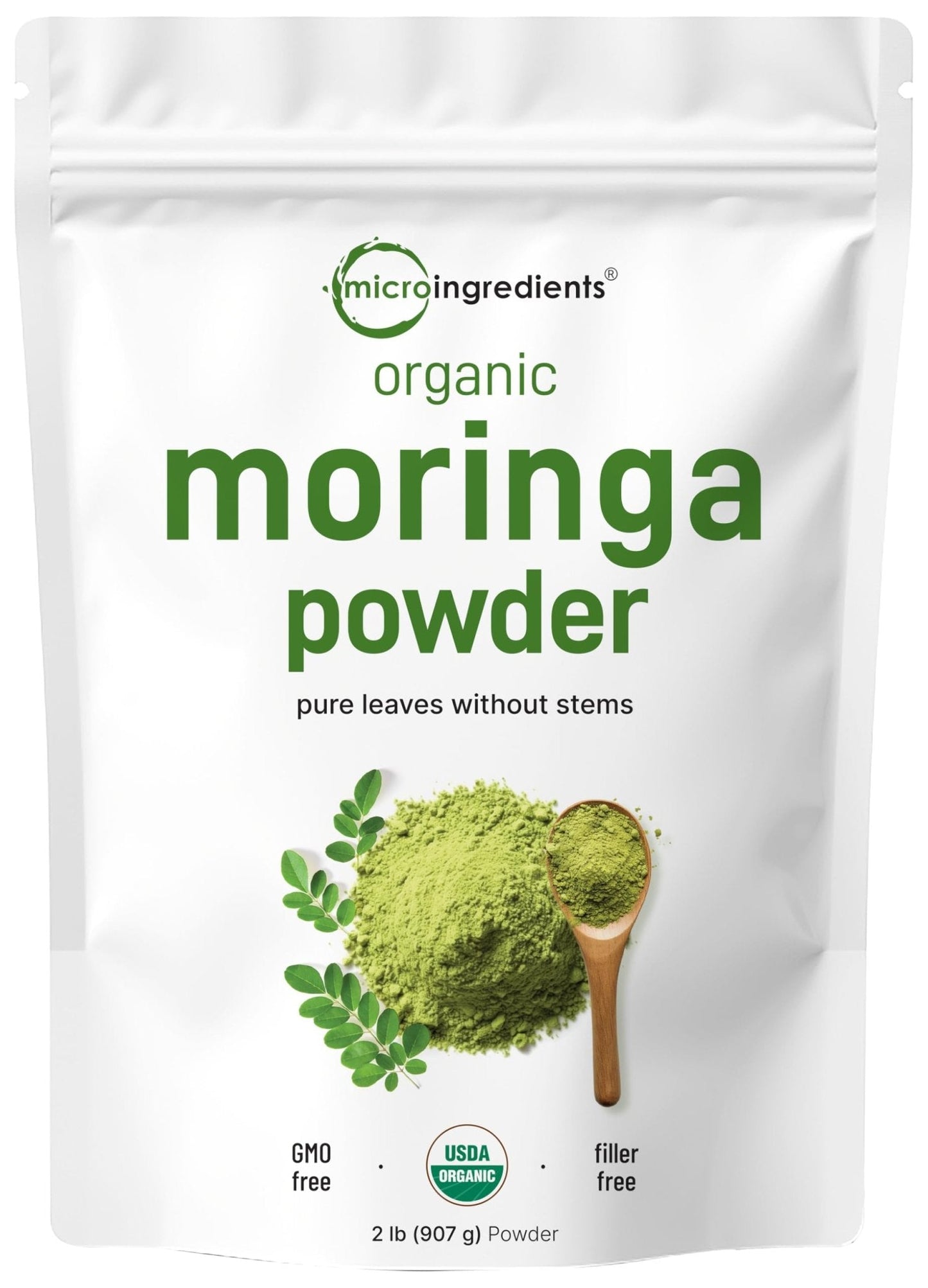 Micro Ingredients Organic Moringa Oleifera Leaf Powder, 2 Pound | Rich in Antioxidants & Immune Vitamins | Pure Leaves Without Stems | - PrimeBioHealth - canada supplements