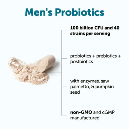 Micro Ingredients Probiotics for Men 100 Billion CFU, 40 Strains, 120 Vegetarian Capsules | Pre, Probiotics, Postbiotics & Enzymes | Pre, Probiotics, Enzymes, Saw Palmetto, Pumpkin Seed & Lycopene - PrimeBioHealth - canada supplements
