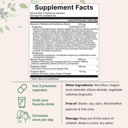 Micro Ingredients Probiotics for Women 100 Billion CFU with Prebiotics, 120 Veggie Capsules | pH Balance, Urinary Tract, Vaginal & Gut Health Support* - PrimeBioHealth - canada supplements