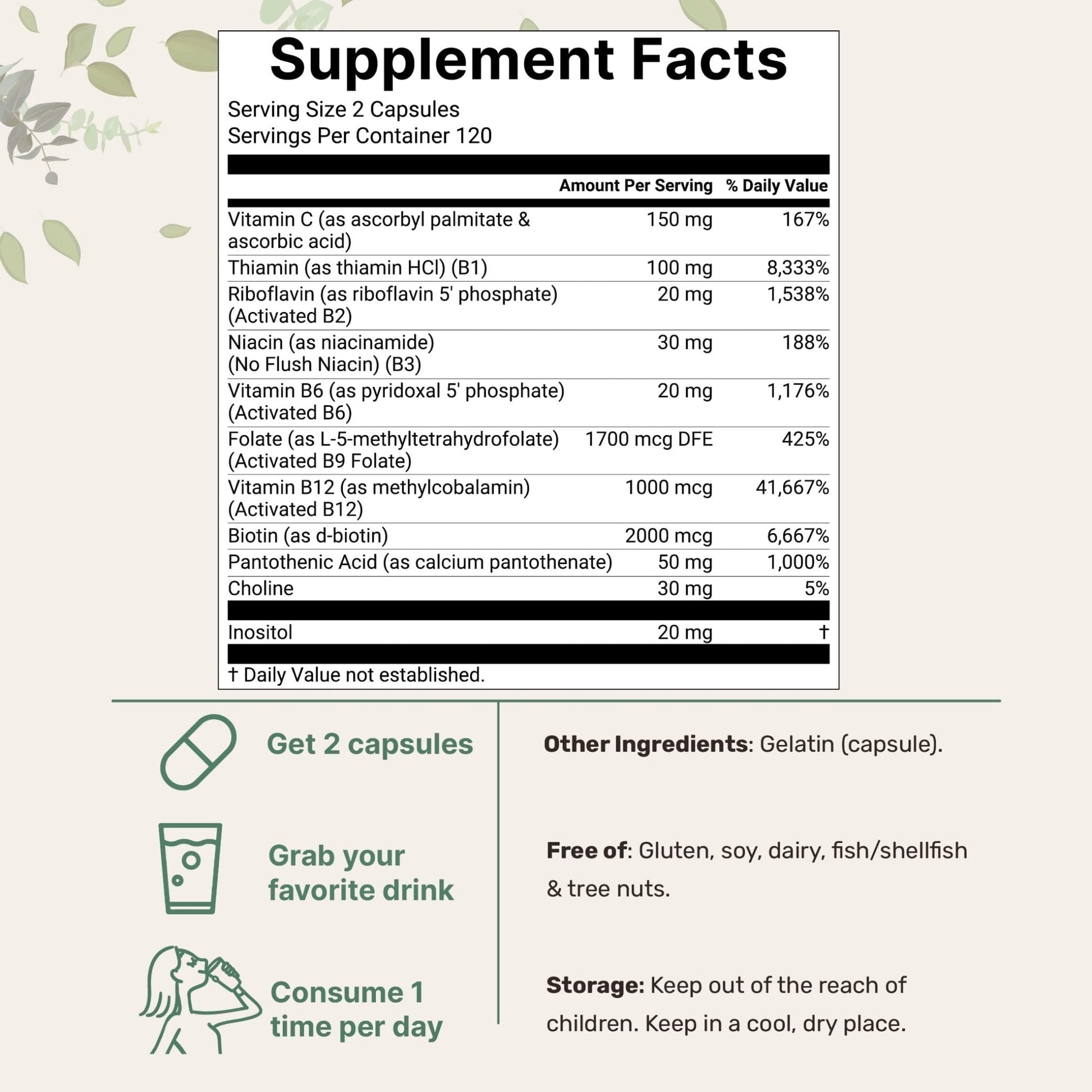 Micro Ingredients Pure Methylated B Complex, 240 Capsules | 11-in-1 Formula with Methylfolate, B12, Thiamin, Inositol, Choline, & Fat Soluble Vitamin C | Clean Ingredients Without Fillers | Non-GMO - PrimeBioHealth - canada supplements