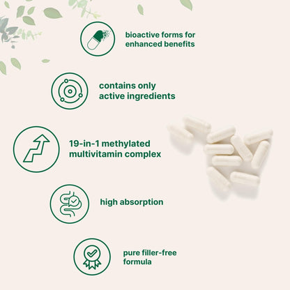 Micro Ingredients Pure Methylated Multivitamin, 240 Capsules | 19-in-1 Formula with Vitamins C, D, B12, Folate, Magnesium, Zinc & More | Filler Free, Non-GMO - PrimeBioHealth - canada supplements