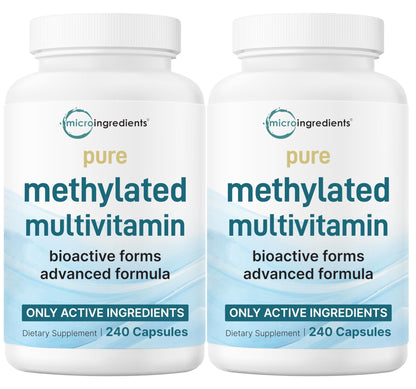 Micro Ingredients Pure Methylated Multivitamin, 240 Capsules | 19-in-1 Formula with Vitamins C, D, B12, Folate, Magnesium, Zinc & More | Filler Free, Non-GMO - PrimeBioHealth - canada supplements