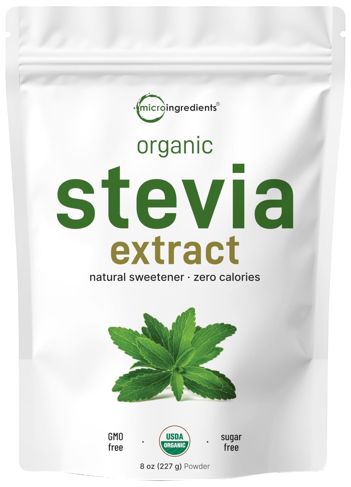 Micro Ingredients Pure Organic Stevia Powder, 8 Ounces, 1418 Serving, Highest Grade Stevia Green Leaf Extract Reb-A, Reduced Bitter Aftertaste, 0 Calorie, Natural Sweetener - PrimeBioHealth - canada supplements