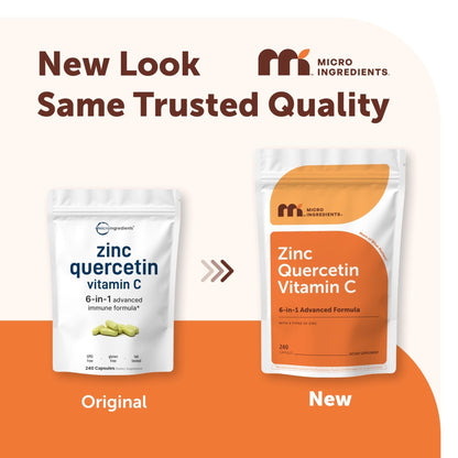 Micro Ingredients Quercetin with Vitamin C and Zinc, 240 Capsules | Quercetin 500mg, Vitamin C 500mg, Zinc 50mg (Picolinate, Citrate, Glycinate, Gluconate) - PrimeBioHealth - canada supplements
