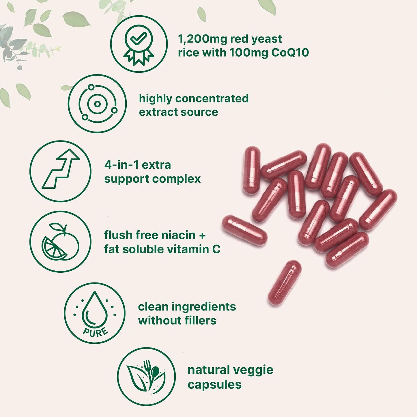 Micro Ingredients Red Yeast Rice with CoQ10 1200mg, 240 Veggie Capsules | Cholesterol Support & Heart Health Supplements* | 4-in-1 with Flush Free Niacin & Fat Soluble Vitamin C | Filler Free, Non-GMO - PrimeBioHealth - canada supplements