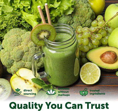 Micro Ingredients Super Greens Powder, 100 Superfoods, Green Drink Mix, 1lb | Superfood Blend with Daily Greens, Probiotics, Fruits, Vegetables & Mushrooms | 45 Servings | Non-GMO, Gluten-Free - PrimeBioHealth - canada supplements