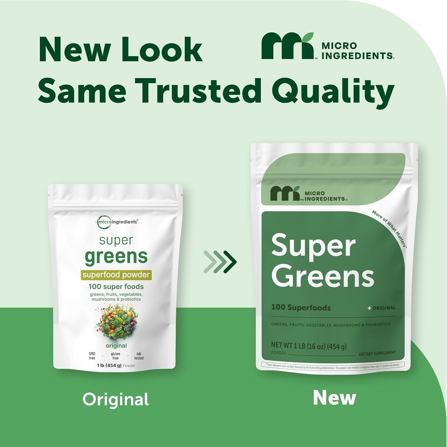 Micro Ingredients Super Greens Powder, 100 Superfoods, Green Drink Mix, 1lb | Superfood Blend with Daily Greens, Probiotics, Fruits, Vegetables & Mushrooms | 45 Servings | Non-GMO, Gluten-Free - PrimeBioHealth - canada supplements