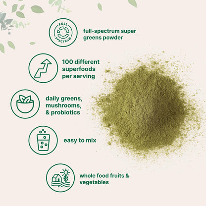 Micro Ingredients Super Greens Powder, 1lb | 100 Superfood Blend with Daily Greens, Probiotics, Fruits, Vegetables & Mushrooms | Source of Vegan Protein & Enzymes - PrimeBioHealth - canada supplements