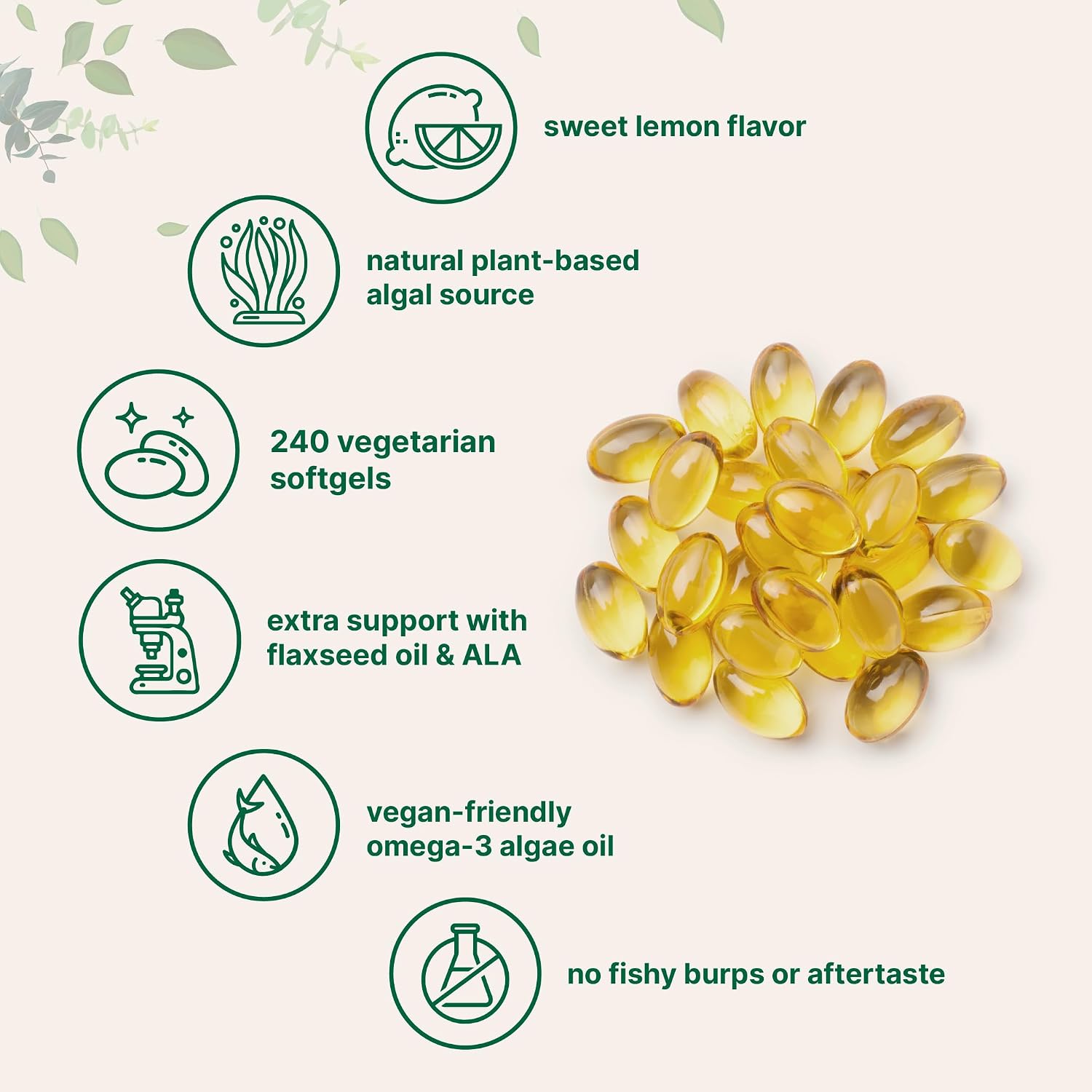 Micro Ingredients Vegan Omega 3 Algae Oil, 240 Veggie Softgels | Fish Oil Alternative | DHA 500mg & DPA 100mg | Carrageenan Free | Plant-Based Omega 3 with Flaxseed & ALA | Lemon Flavored - PrimeBioHealth - canada supplements