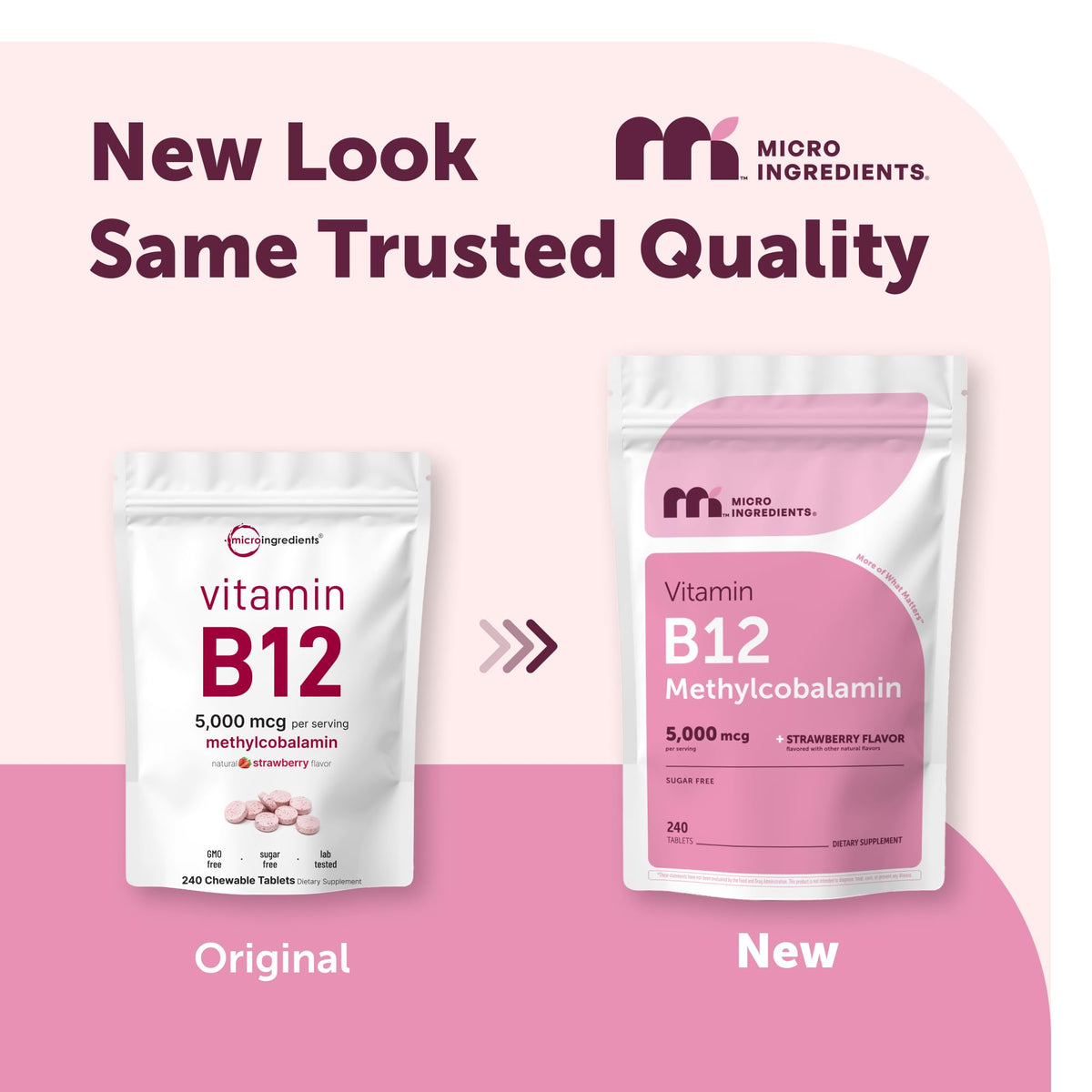 Micro Ingredients Vitamin B12 5,000 mcg | Methylcobalamin – 240 Chewable Tablets | Fast Dissolve, Natural Strawberry Flavor - PrimeBioHealth - canada supplements