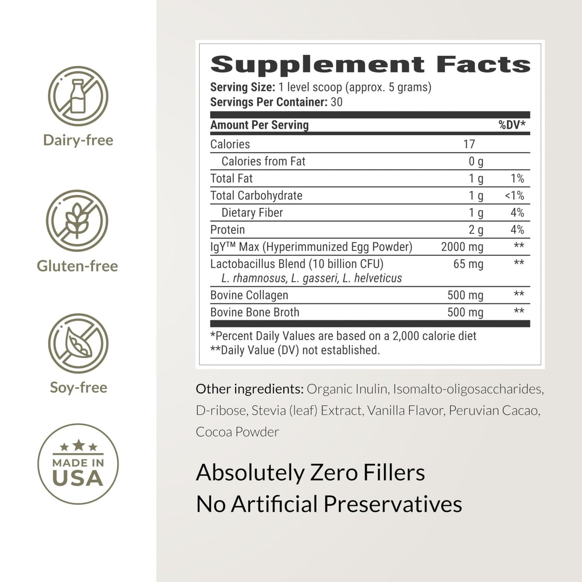 Microbiome Breakthrough Gut Support Powder Chocolate Flavor With Lactobacillus Strains, Bone Broth & Collagen Source of L-Glutamine Supports Digestive Comfort, Gas & Bloating Relief 30 Servings* - PrimeBioHealth - canada supplements
