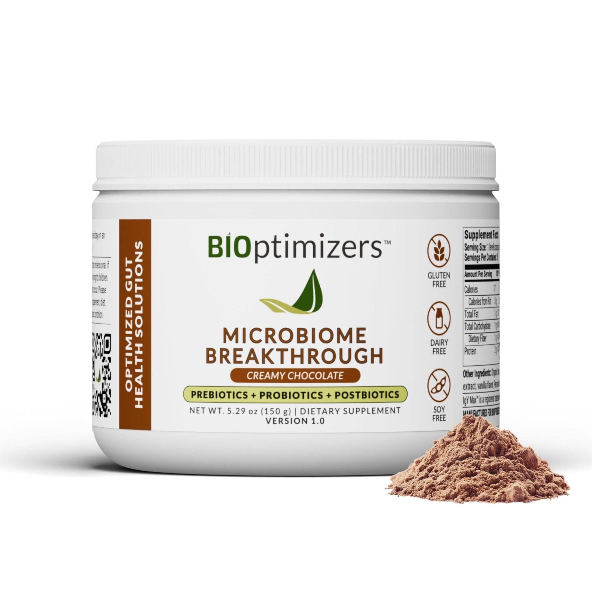 Microbiome Breakthrough Gut Support Powder Chocolate Flavor With Lactobacillus Strains, Bone Broth & Collagen Source of L-Glutamine Supports Digestive Comfort, Gas & Bloating Relief 30 Servings* - PrimeBioHealth - canada supplements