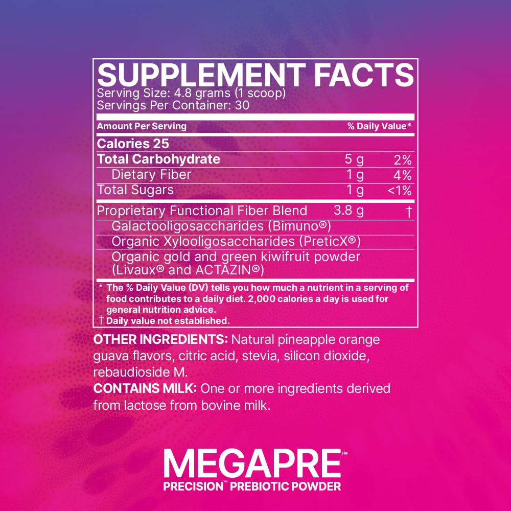 Microbiome Labs MegaPre Prebiotic Fiber Powder for Women, Men & Kids - Pineapple Orange Guava Prebiotic Fiber Supplement Powder with Clinically Tested Oligosaccharides - PrimeBioHealth - canada supplements
