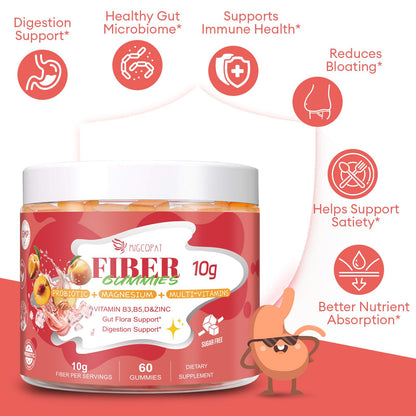 Migcopat 10G Fiber Gummies for Adults with Vitamins C, D, B3, B5 - Digestive & Gut Health Gummies with 30 Billion CFU Probiotics Blend, Inulin, ACV, Magnesium, Zinc - PrimeBioHealth - canada supplements