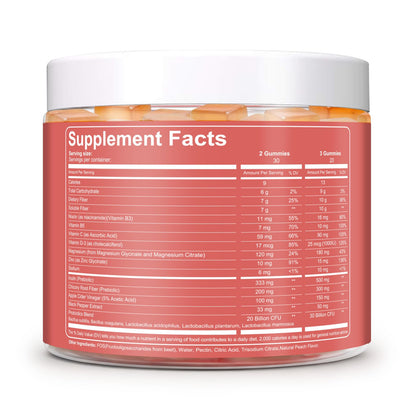 Migcopat 10G Fiber Gummies for Adults with Vitamins C, D, B3, B5 - Digestive & Gut Health Gummies with 30 Billion CFU Probiotics Blend, Inulin, ACV, Magnesium, Zinc - PrimeBioHealth - canada supplements