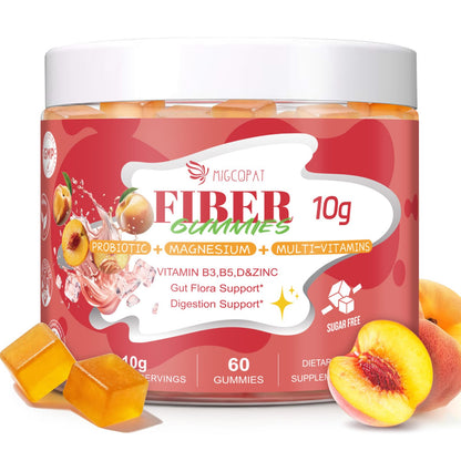Migcopat 10G Fiber Gummies for Adults with Vitamins C, D, B3, B5 - Digestive & Gut Health Gummies with 30 Billion CFU Probiotics Blend, Inulin, ACV, Magnesium, Zinc - PrimeBioHealth - canada supplements