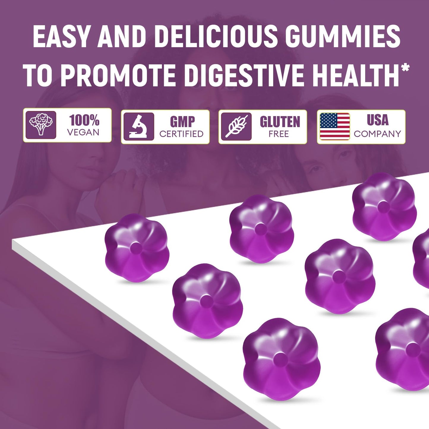 Migcopat 10G Fiber Gummies with 30 Billion CFU Probiotics, Grape Flavor, Bloating Support, Fiber Supplement with Vitamin C, - PrimeBioHealth - canada supplements