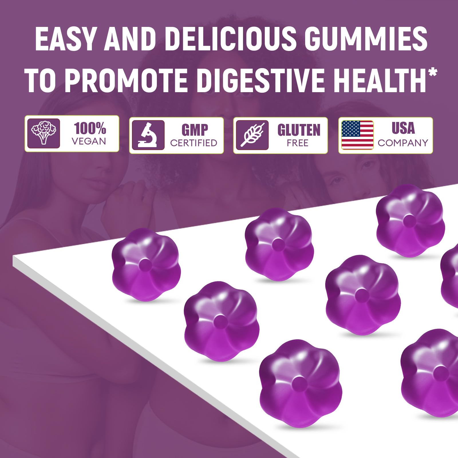 Migcopat 10G Fiber Gummies with 30 Billion CFU Probiotics, Grape Flavor, Bloating Support, Fiber Supplement with Vitamin C, - PrimeBioHealth - canada supplements