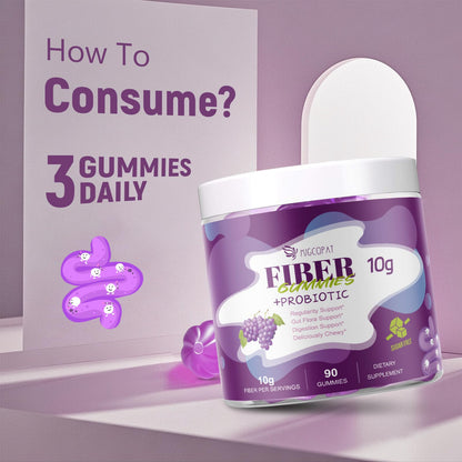 Migcopat 10G Fiber Gummies with 30 Billion CFU Probiotics, Grape Flavor, Bloating Support, Fiber Supplement with Vitamin C, - PrimeBioHealth - canada supplements
