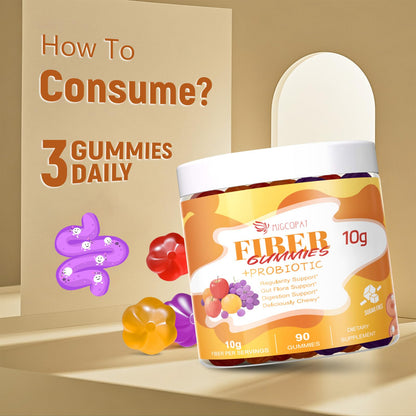 Migcopat 10G Fiber Gummies with Probiotics, Fiber Supplement with 30 Billion CFU Probiotics Blend, ACV, Vitamin C, Inulin - Support Digestive Health - PrimeBioHealth - canada supplements