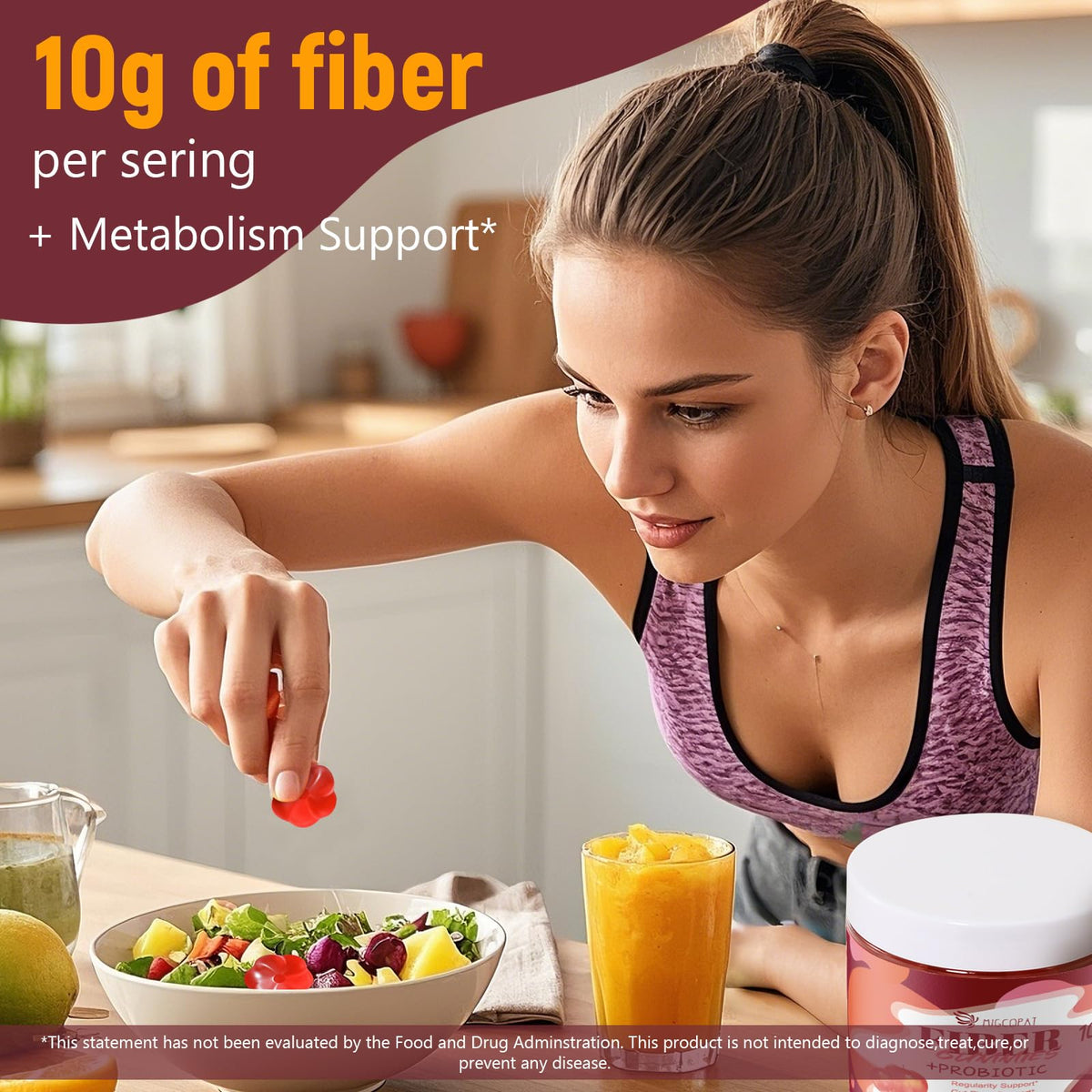 Migcopat Fiber Gummies with Probiotics,10G Fiber per Serving No Sugar Added Apple Flavor, with 10 Billion CFU Probiotics Blend, Apple Cider Vinegar, - PrimeBioHealth - canada supplements