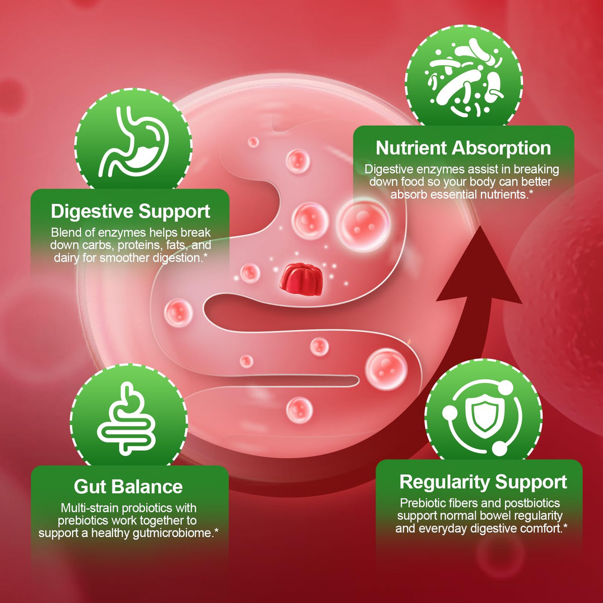 Migcopat Pre Post Probiotics Gummies, Probiotic Prebiotic Postbiotic Digestive Enzymes with Fiber, 120 Billion CFU Probiotics - Digestive Health - PrimeBioHealth - canada supplements