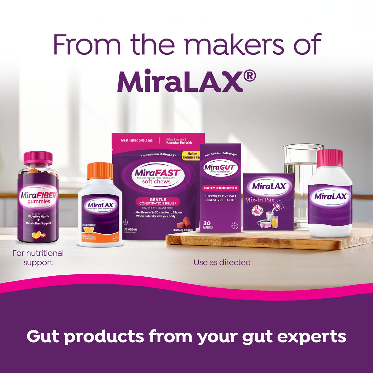 MiraGUT Daily Probiotic, from the Makers of MiraLAX, Probiotics for Digestive Health, Gluten-Free Supplement, Probiotic for Women and Men - PrimeBioHealth - canada supplements