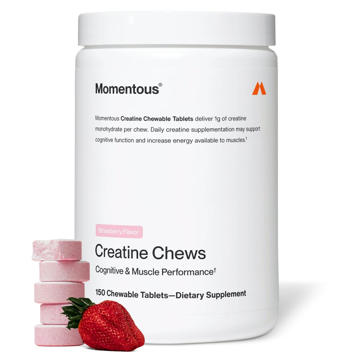 Momentous Creatine Chews - Creatine Monohydrate - Supports Strength, Lean Muscle, & Recovery for Men & Women - NSF Certified for Sport - 150 Chewable Tablets - Lemon Lime - PrimeBioHealth - canada supplements
