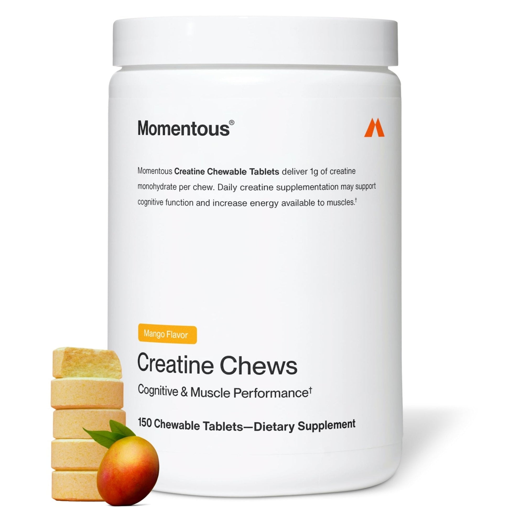 Momentous Creatine Chews - Creatine Monohydrate - Supports Strength, Lean Muscle, & Recovery for Men & Women - NSF Certified for Sport - 150 Chewable Tablets - Lemon Lime - PrimeBioHealth - canada supplements